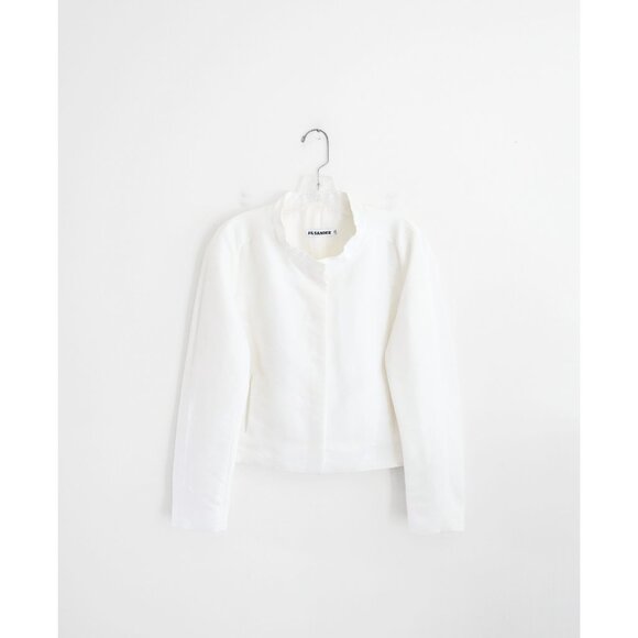 Jil Sander Jackets & Blazers - Vtg 00s Y2K Jil Sander Iridescent White Sheen Crop Blazer sz FR 38 US 6